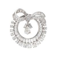 PLATINUM AND DIAMOND WREATH PENDANT/BROOCH