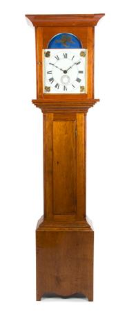 An American Tall Cherry Case Clock Height 76 1/2 x width 19 3/4 x depth 11 1/2 inches. — 19TH CENTURY