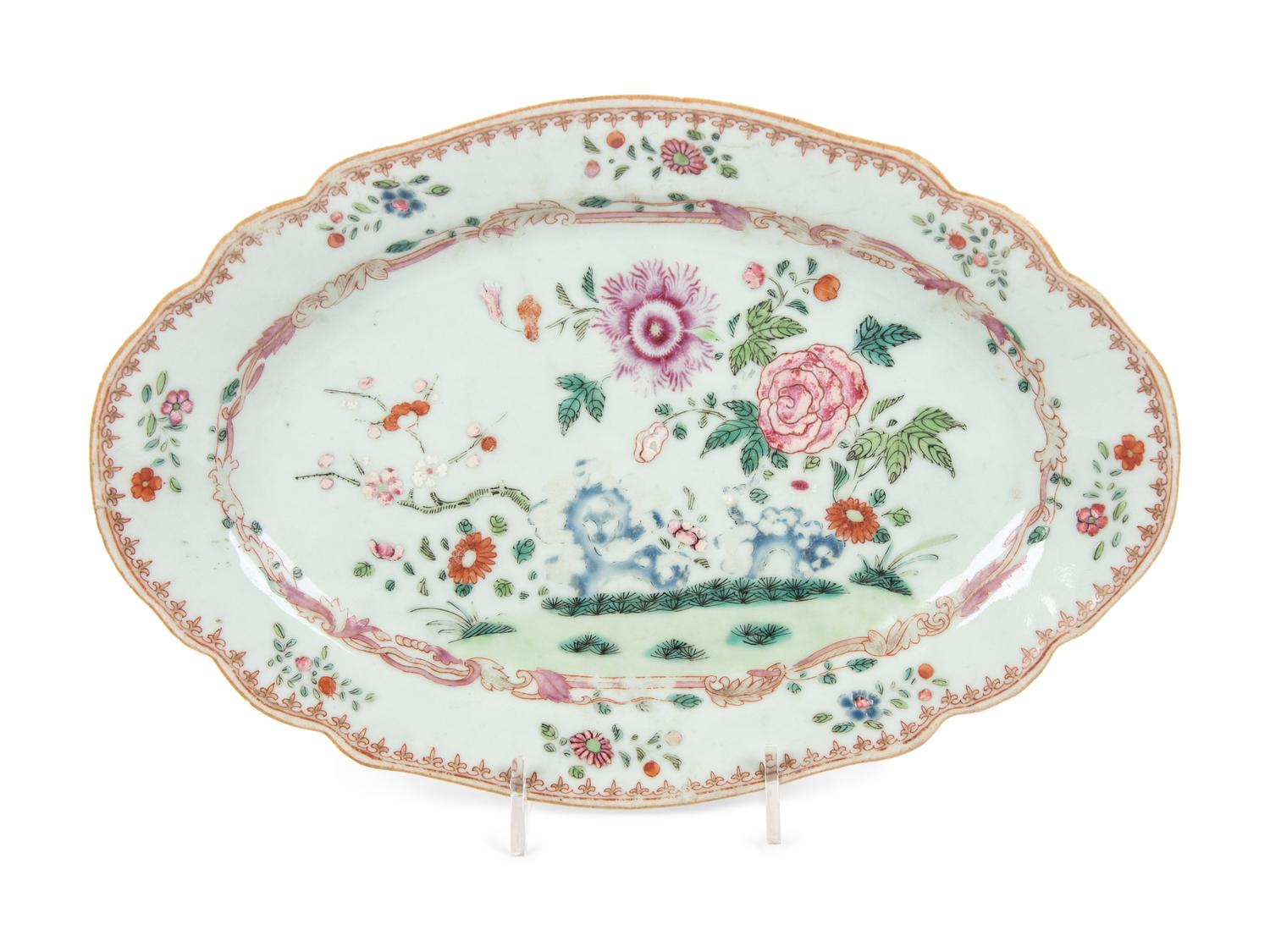 Five Chinese Export Famille Rose Porcelain Plates
