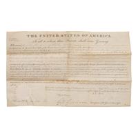 [Presidential] Adams, John Quincy. Partially-Printed Document, signed