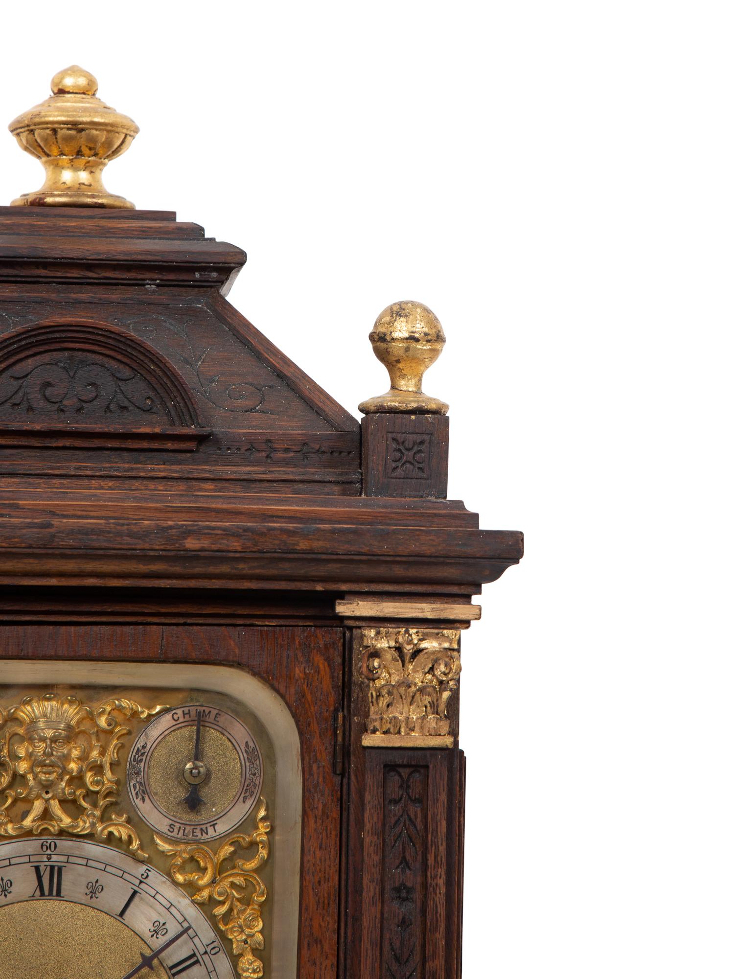 A Victorian Gilt Metal Mounted Oak Bracket Clock