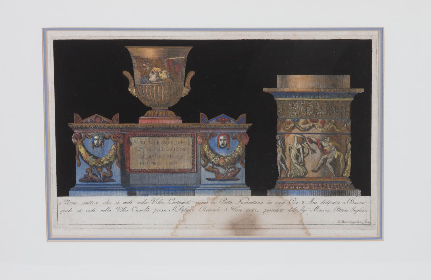 A Pair of Italian Hand-colored Engravings Each: 7 x 11 1/2 inches.