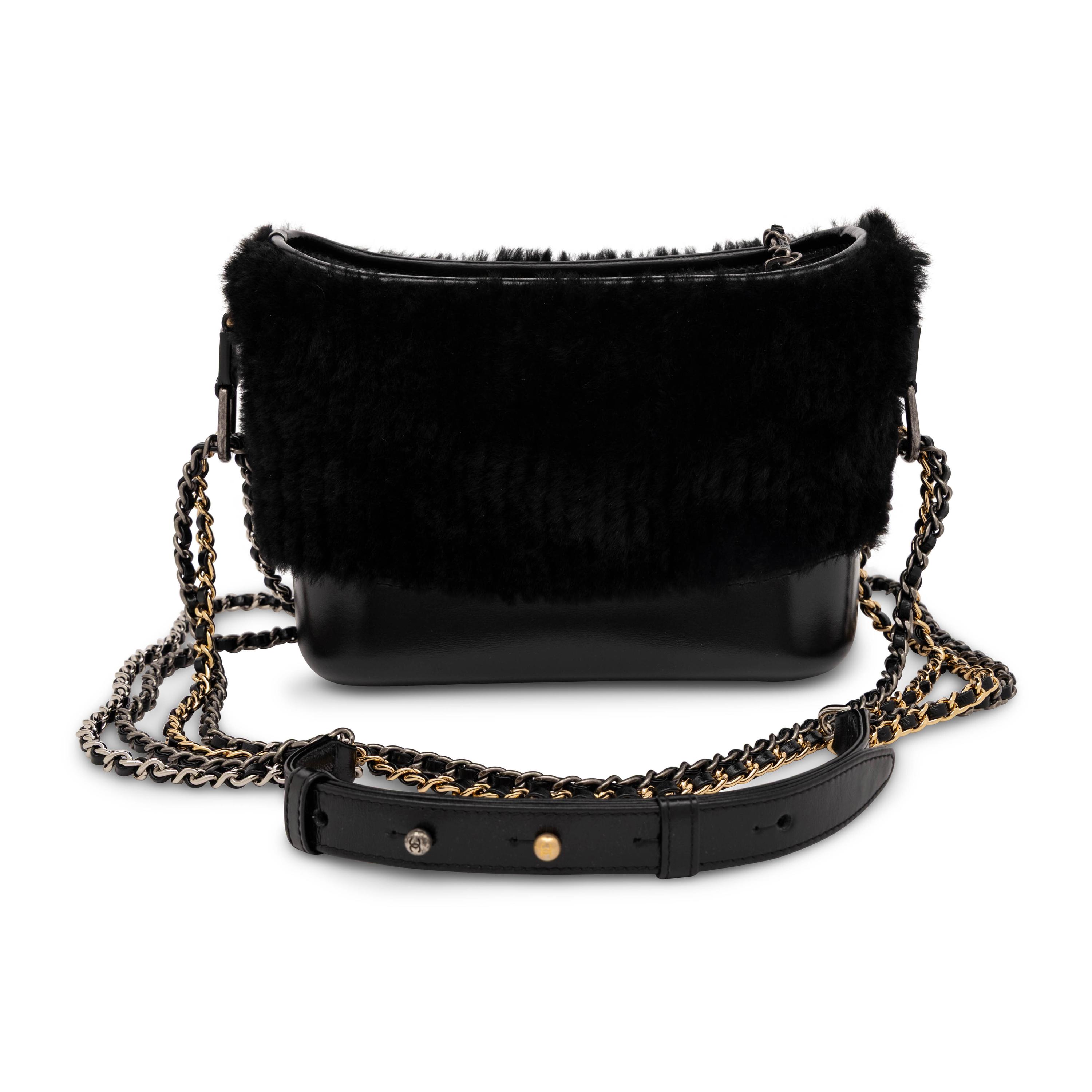 Chanel, Small Gabrielle Bag in Black Shearling