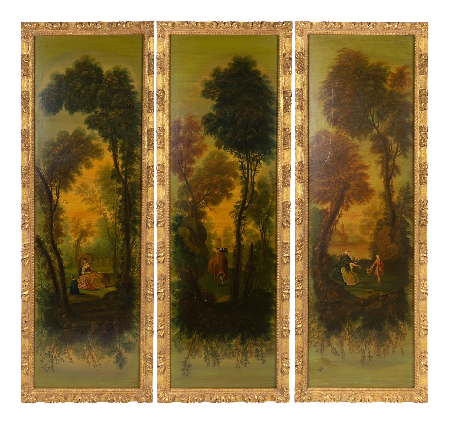 A Group of Three Decorative Paintings on Board