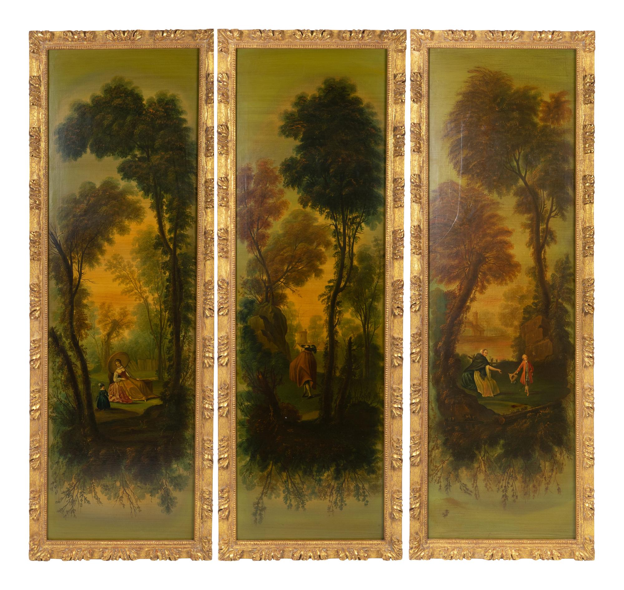 A Group of Three Decorative Paintings on Board