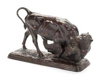 After Isidore Jules Bonheur, (French, Circa 1900), Un taureau et un ours, 1900