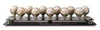 A Collection of Eleven 500 Home Run Club Autographed Baseballs Height of display case 9 inches x width 36 1/2 x depth 10 inches.