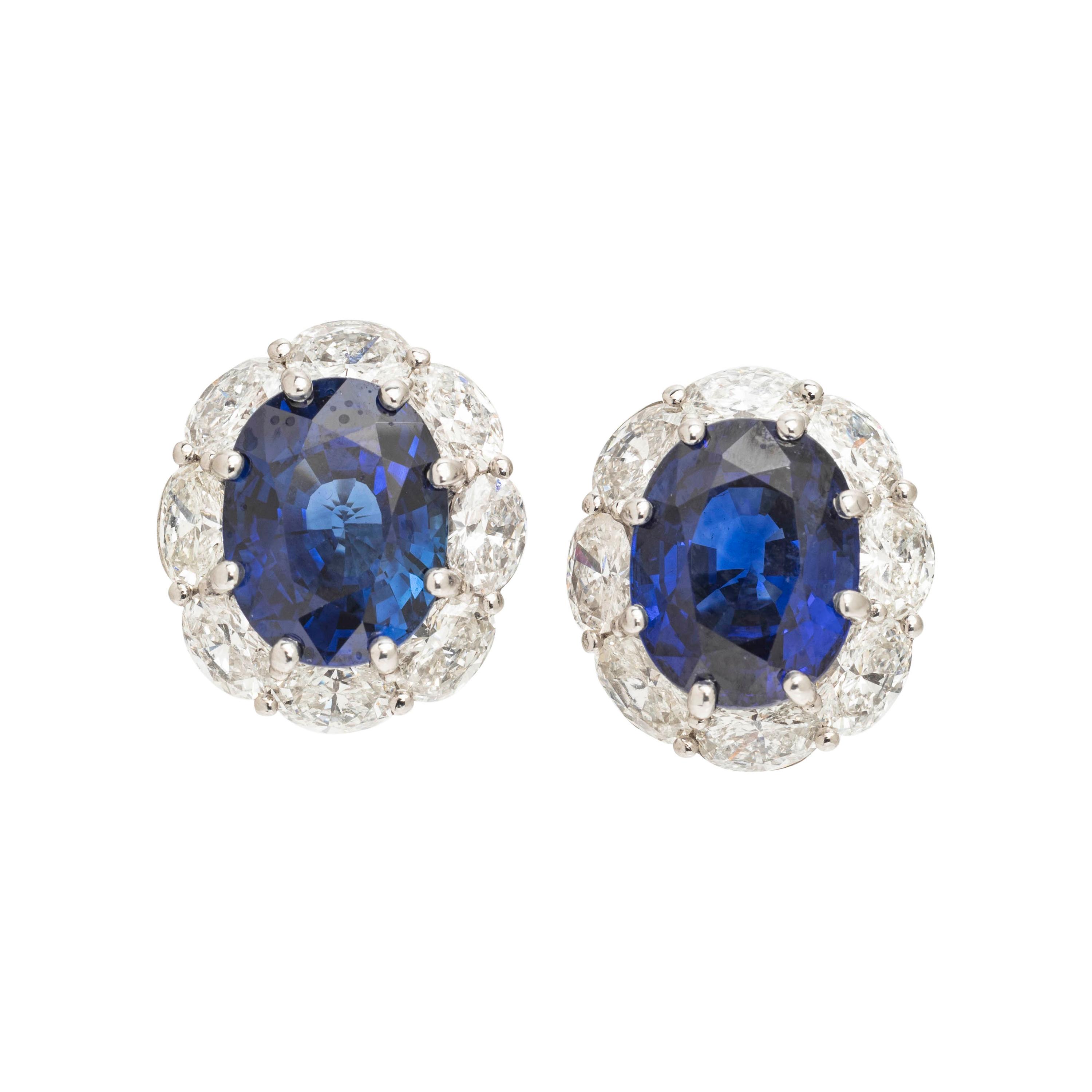 SAPPHIRE AND DIAMOND EARCLIPS