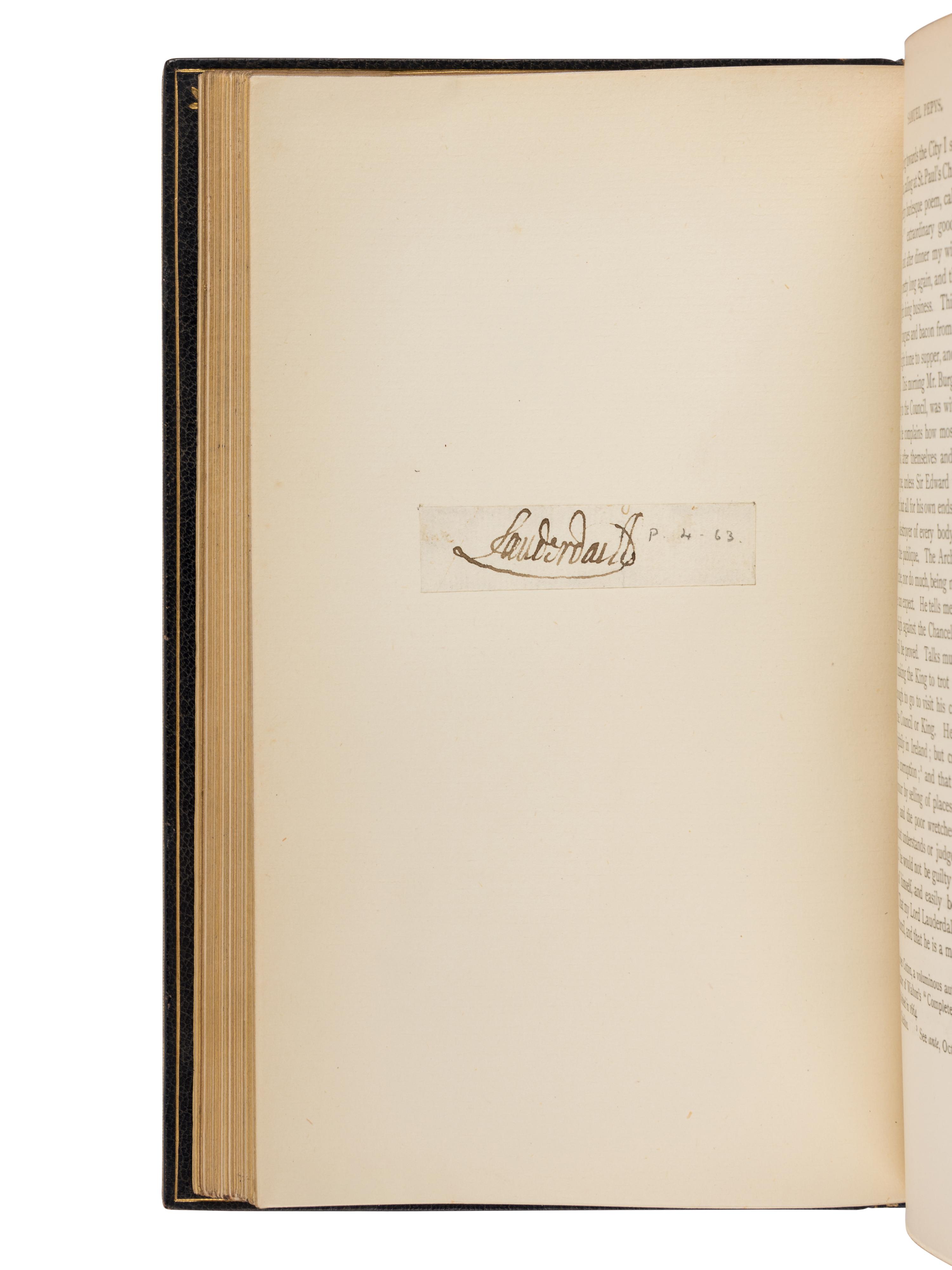 PEPYS, Samuel (1633-1703). The Diary of Samuel Pepys . Henry B. Wheatley, editor. London & Cambridge: George Bell & Sons, and Deighton Bell & Co., 1893-1899.