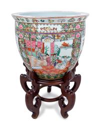 A Chinese Rose Medallion Porcelain Jardiniere and Stand — 20TH CENTURY