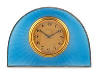 An English Enameled Silver Table Clock