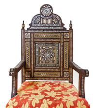 A Pair of North African Mother-of-Pearl Inlaid Armchairs