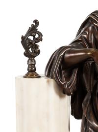 A French Gilt and Patinated Bronze Mounted Marble Mantel Clock
