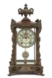 An Ansonia Bronze Mounted Mantle Clock Height 15 3/4 inches. — RETAILED BY C.D. PEACOCK, CHICAGO