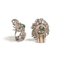 DIAMOND AND EMERALD EARCLIPS