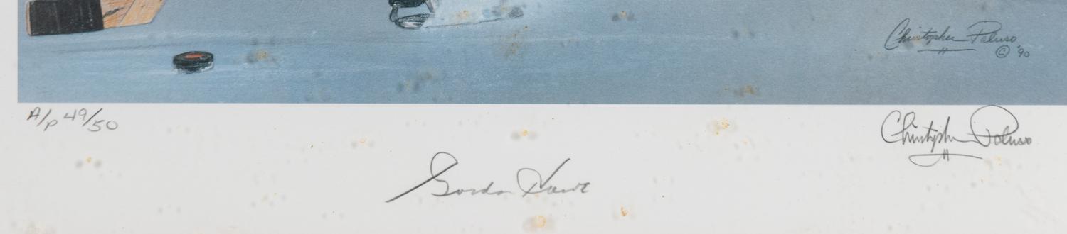 A Christopher Paluso Gordie Howe Signed Autograph Print Formerly Displayed at Mike Ditka’s Restaurant