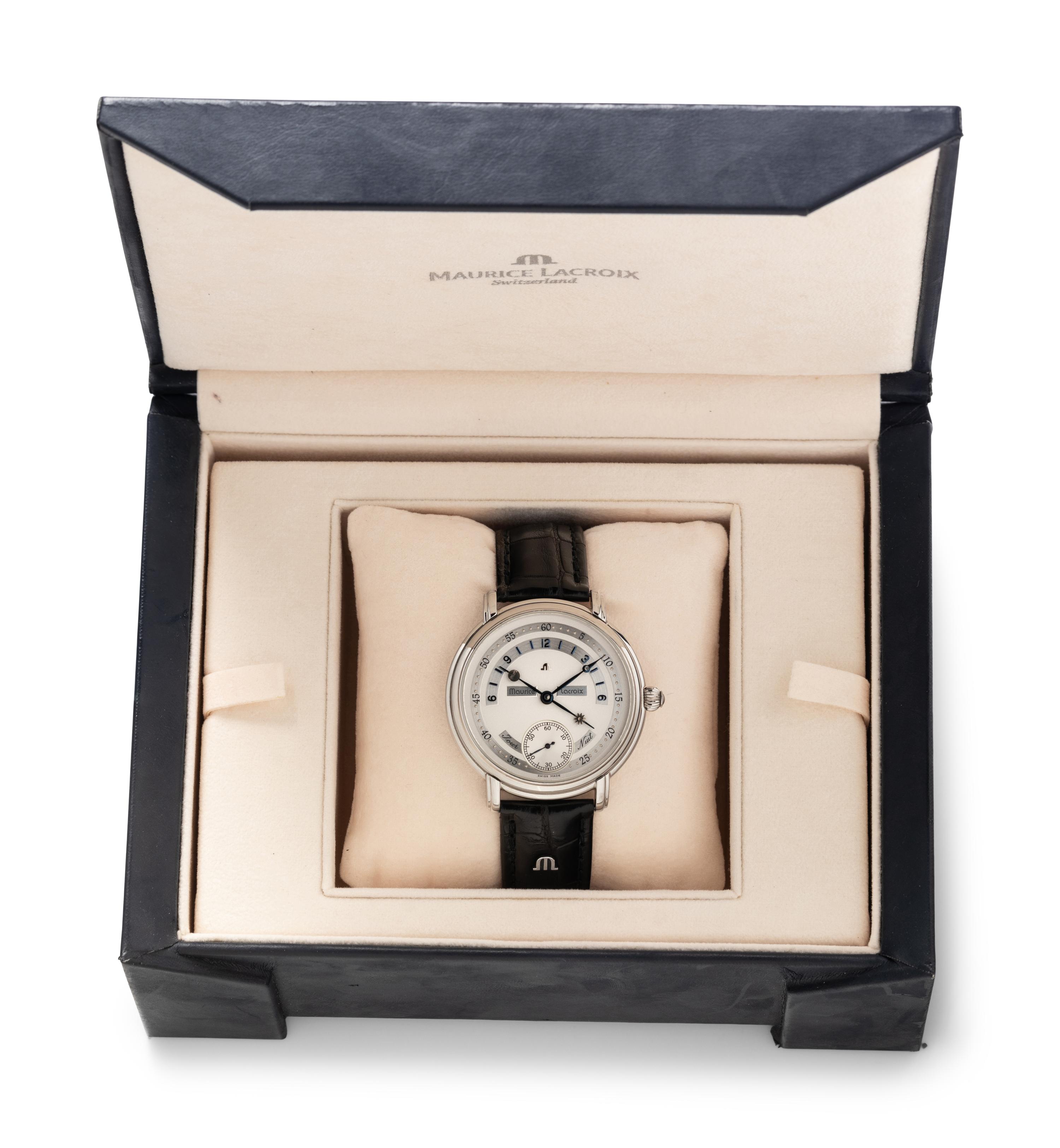 MAURICE LACROIX, REF. 07769 STAINLESS STEEL 'MASTERPIECE JOUR ET NUIT' WATCH
