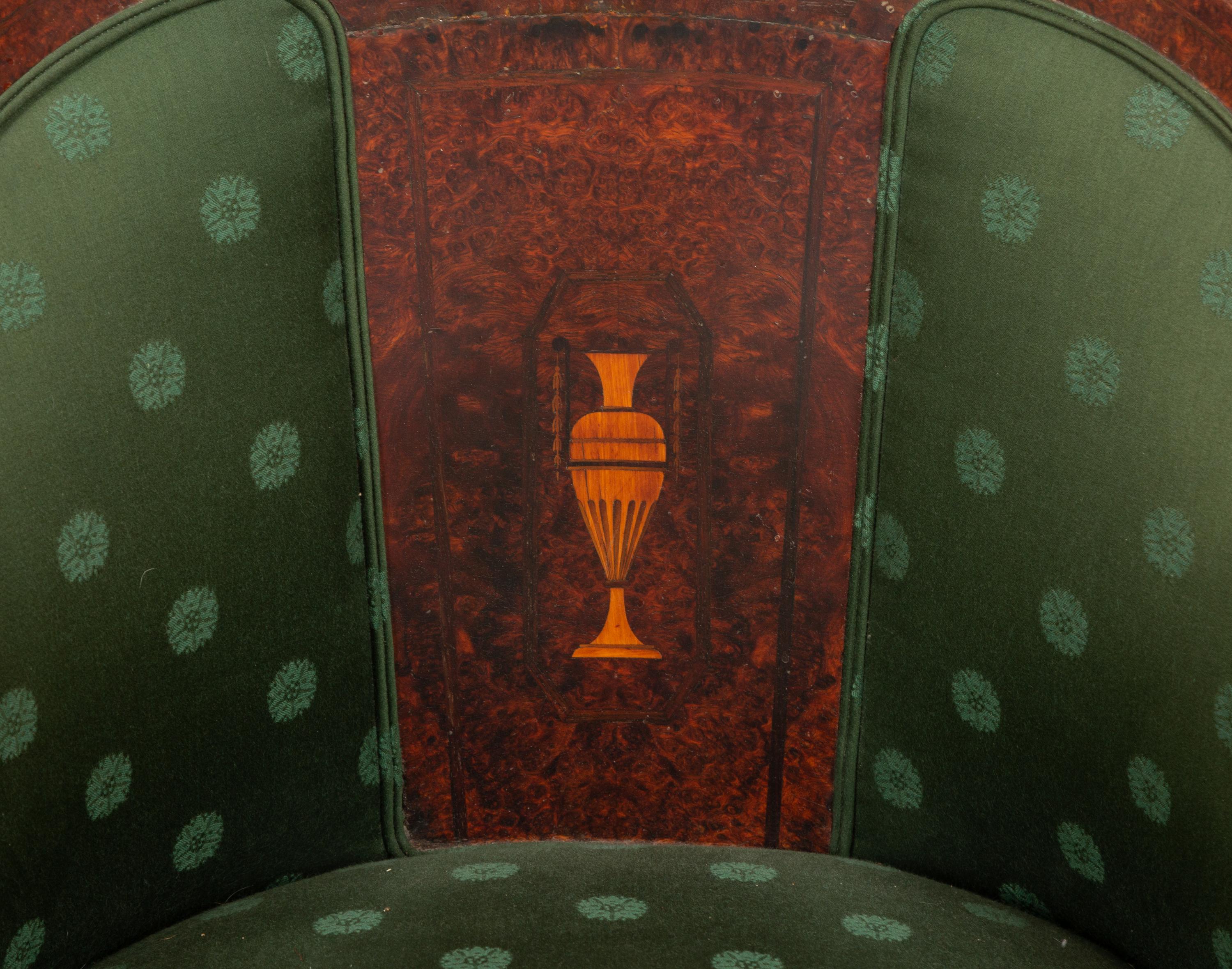 An Empire Style Burlwood Barrel-Back Armchair