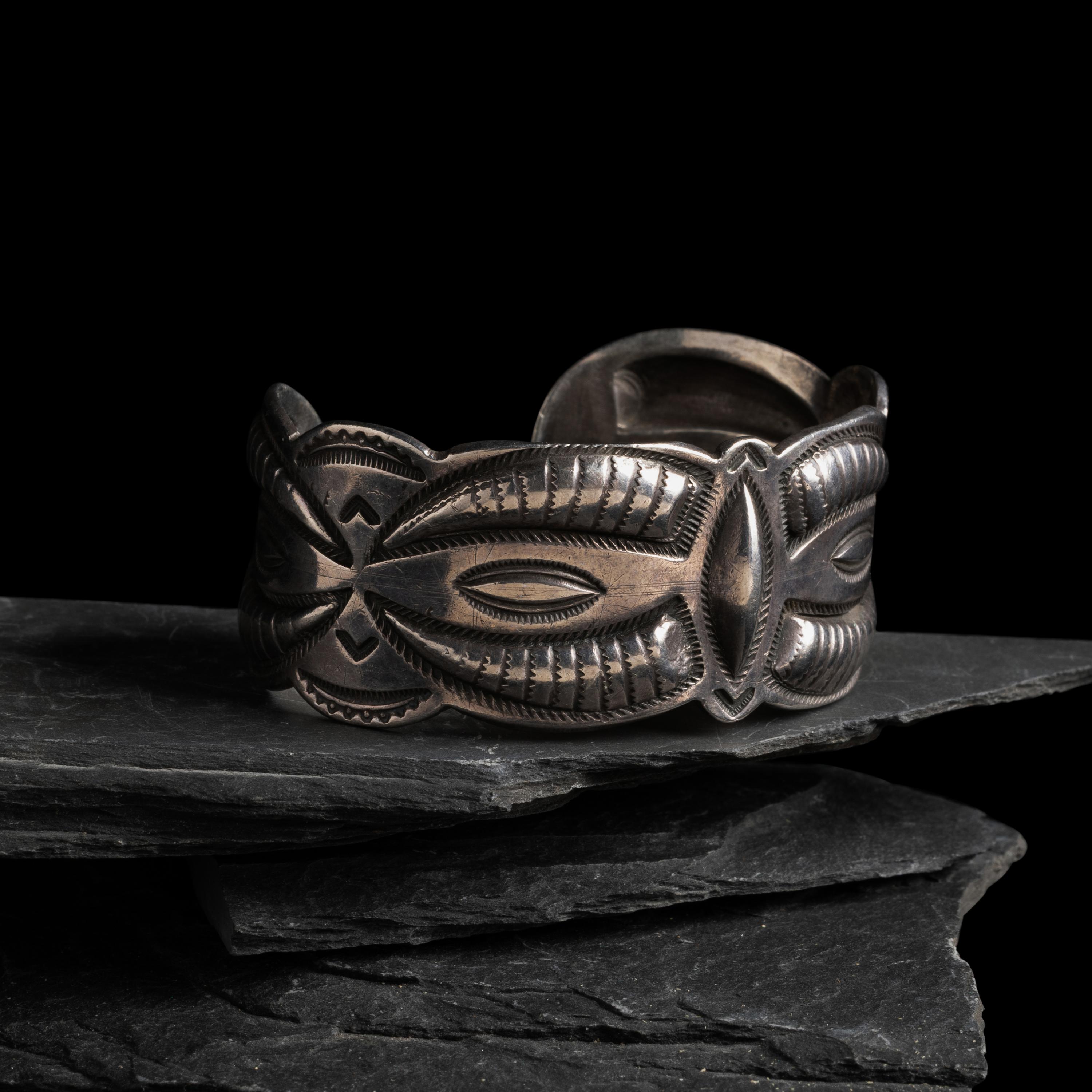 Navajo Silver Repoussé Cuff Bracelet