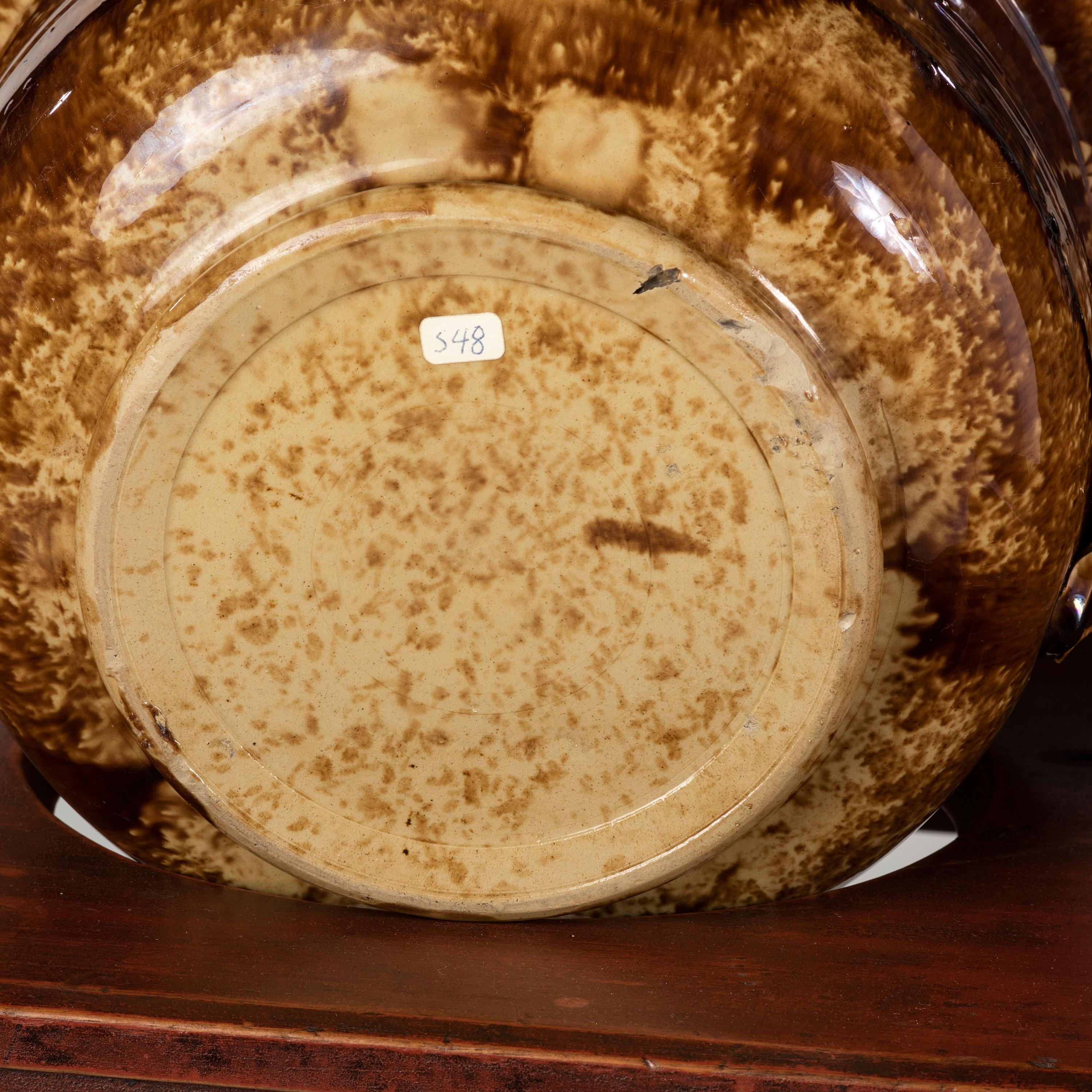 A Painted Wood Wash Stand with a Flint Enamel Water Pitcher and Wash Basin