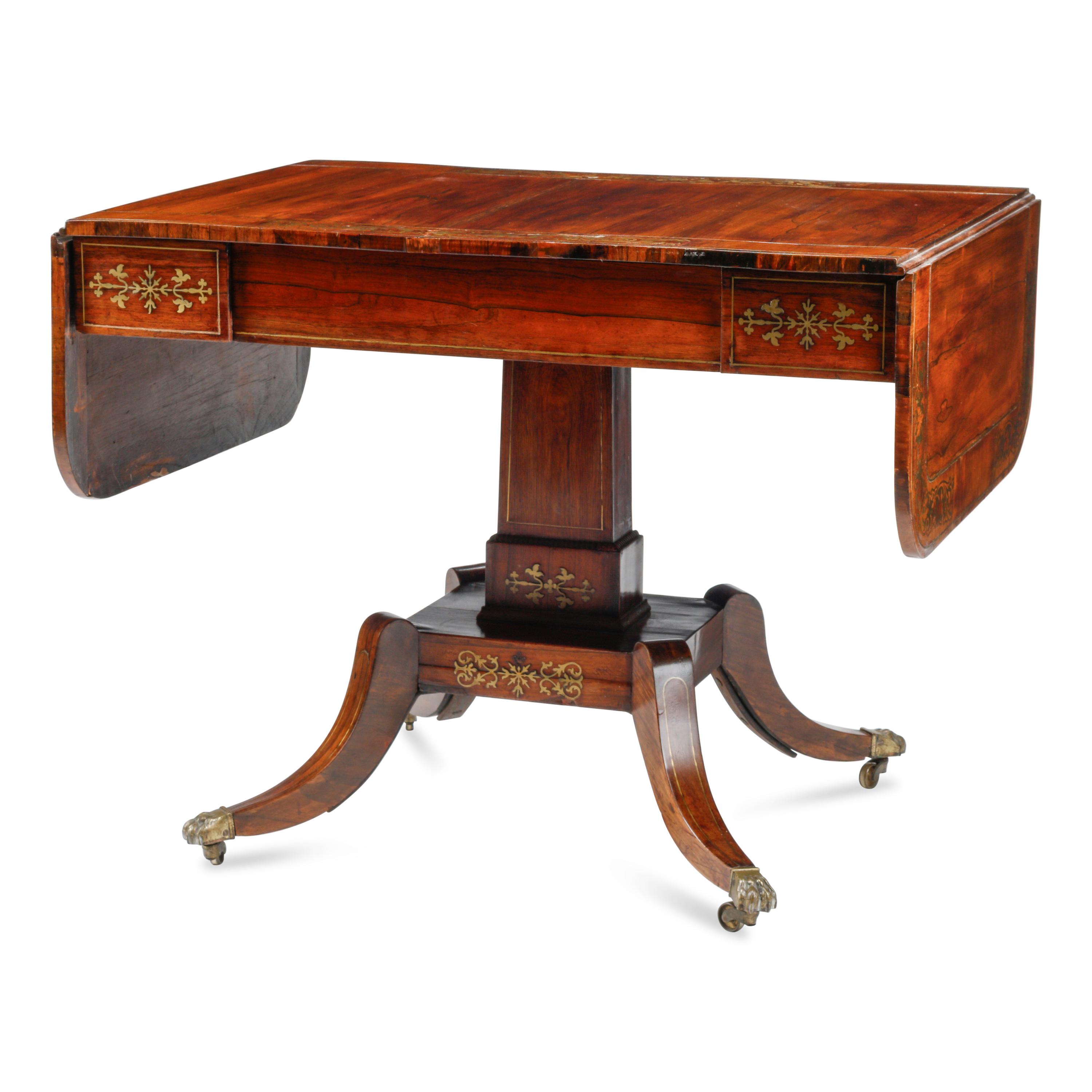 A Regency Mahogany and Brass-Inlaid Sofa Table