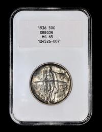 A United States 1936 Oregon Commemorative 50c Coin — NGC graded MS65