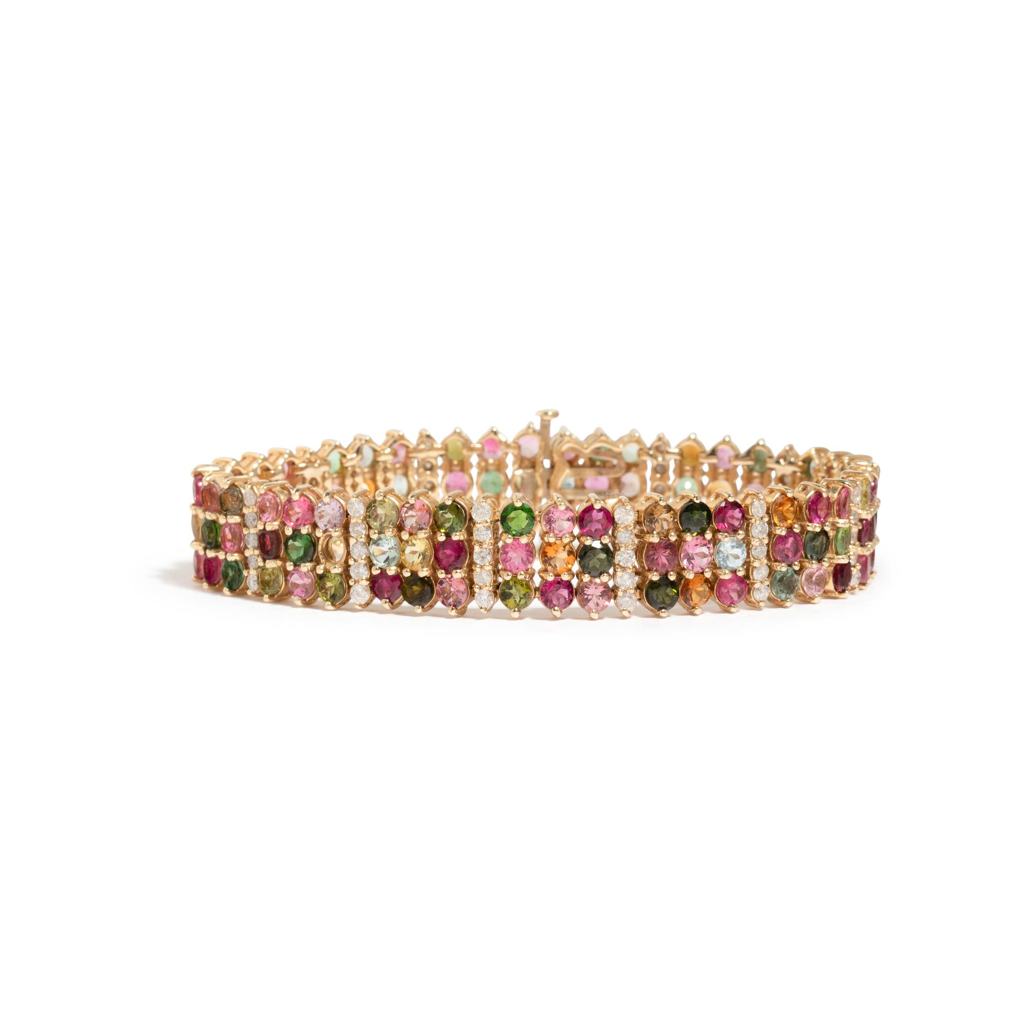 MULTIGEM, DIAMOND, AND GOLD BRACELET