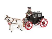 A Folk Art Carved and Painted Wood Two-Horse Carriage and Riders