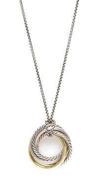 A Sterling Silver and 14 Karat Bonded Yellow Gold Crossover Pendant and Chain, David Yurman, 20.10 dwts.