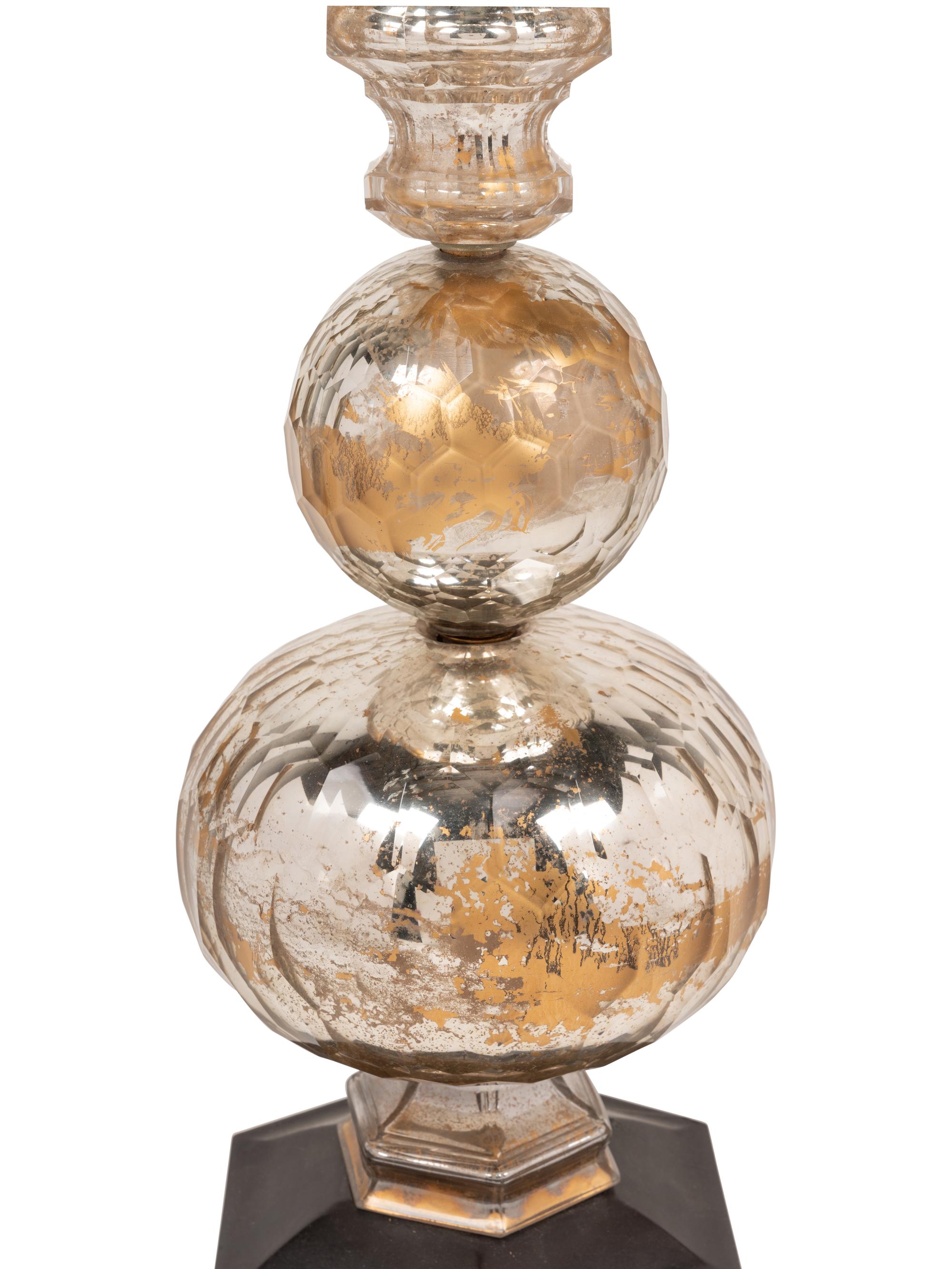 A Faceted Mercury Glass Lamp