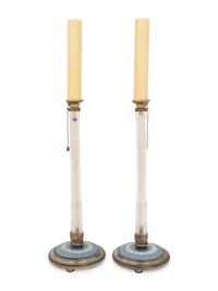 A Pair of Jasperware Mounted Cut Glass Lamps