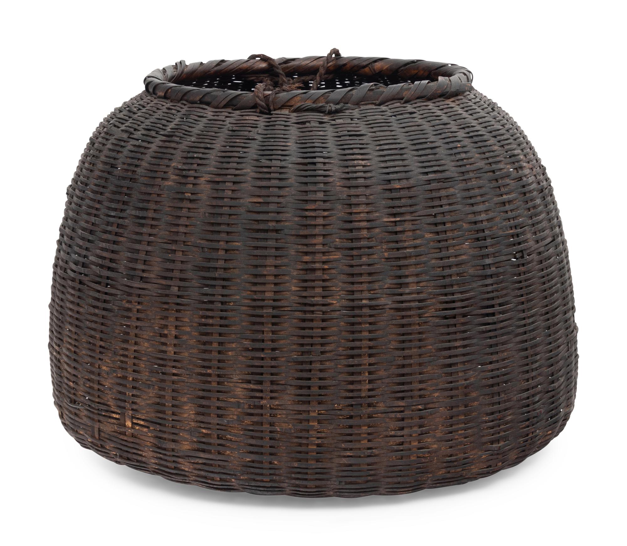 A Large Japanese Ikebana Bamboo Flower Arranging Basket
