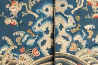 A Chinese Blue Ground Embroidered Silk Dragon Robe, Jifu