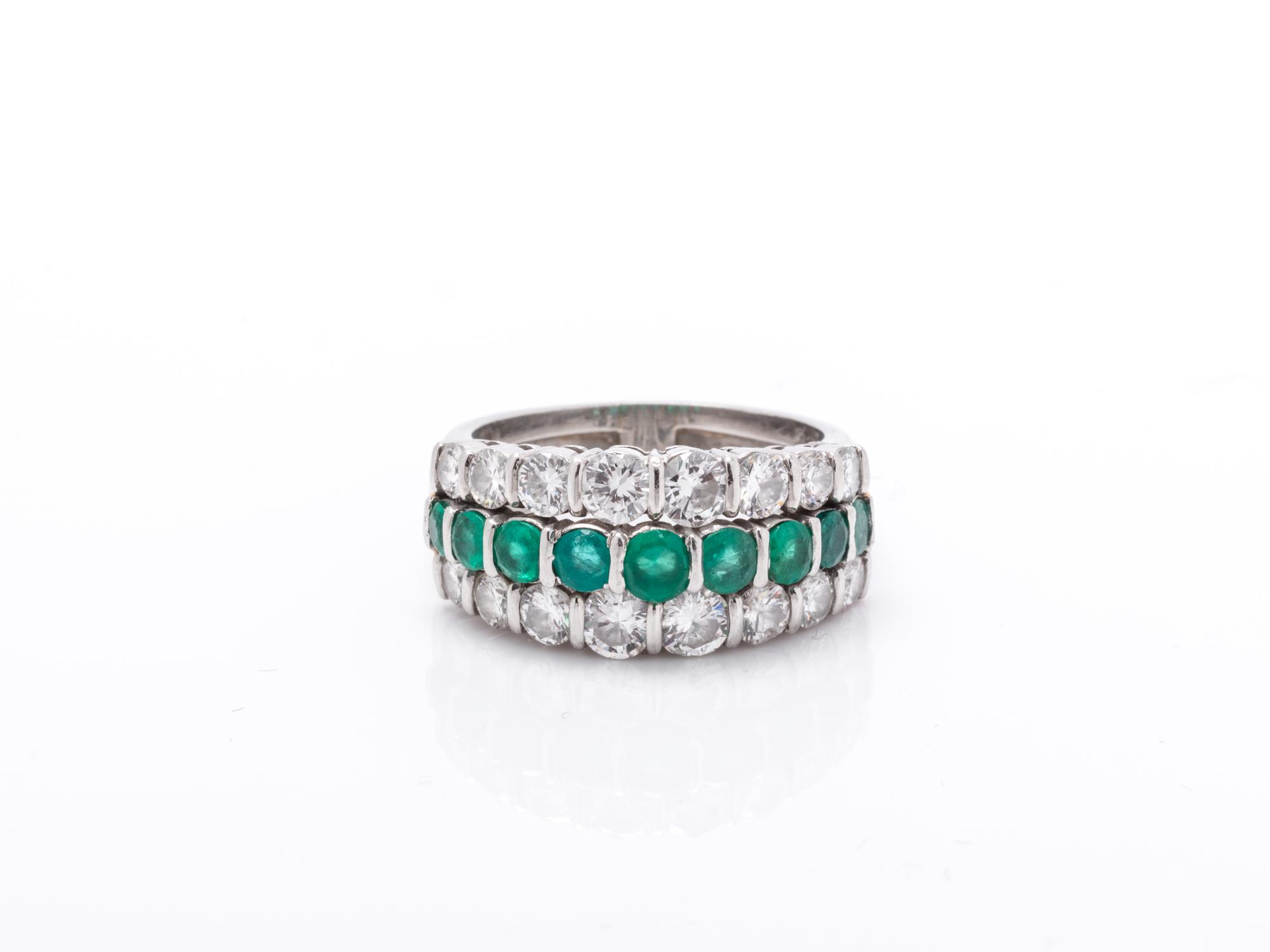TIFFANY & CO., DIAMOND AND EMERALD RING