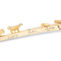 Yup'ik Decorated Cribbage Board, Inscribed to Johnny Beau