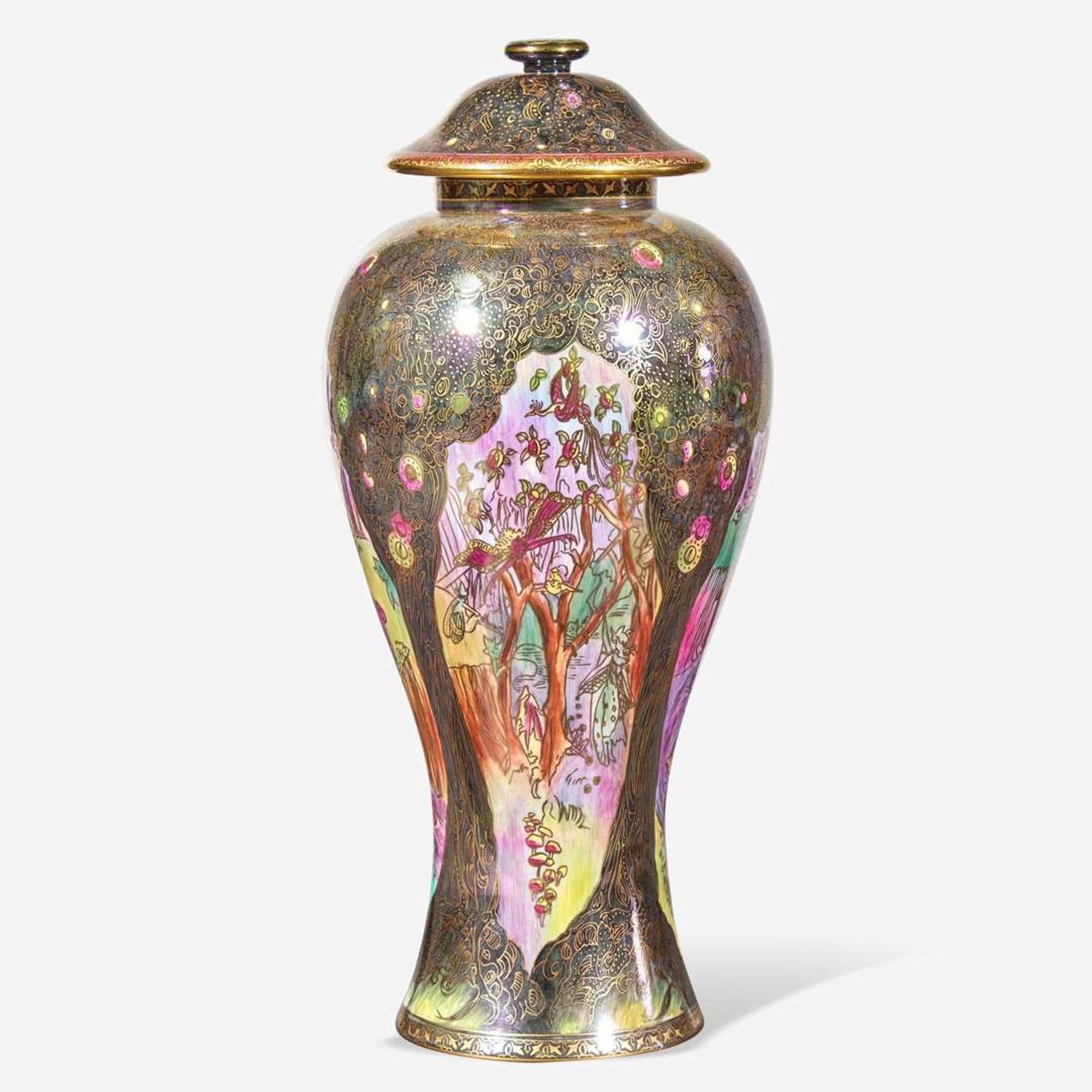 A Wedgwood Fairyland Lustre Vase and Cover UK, circa 2000