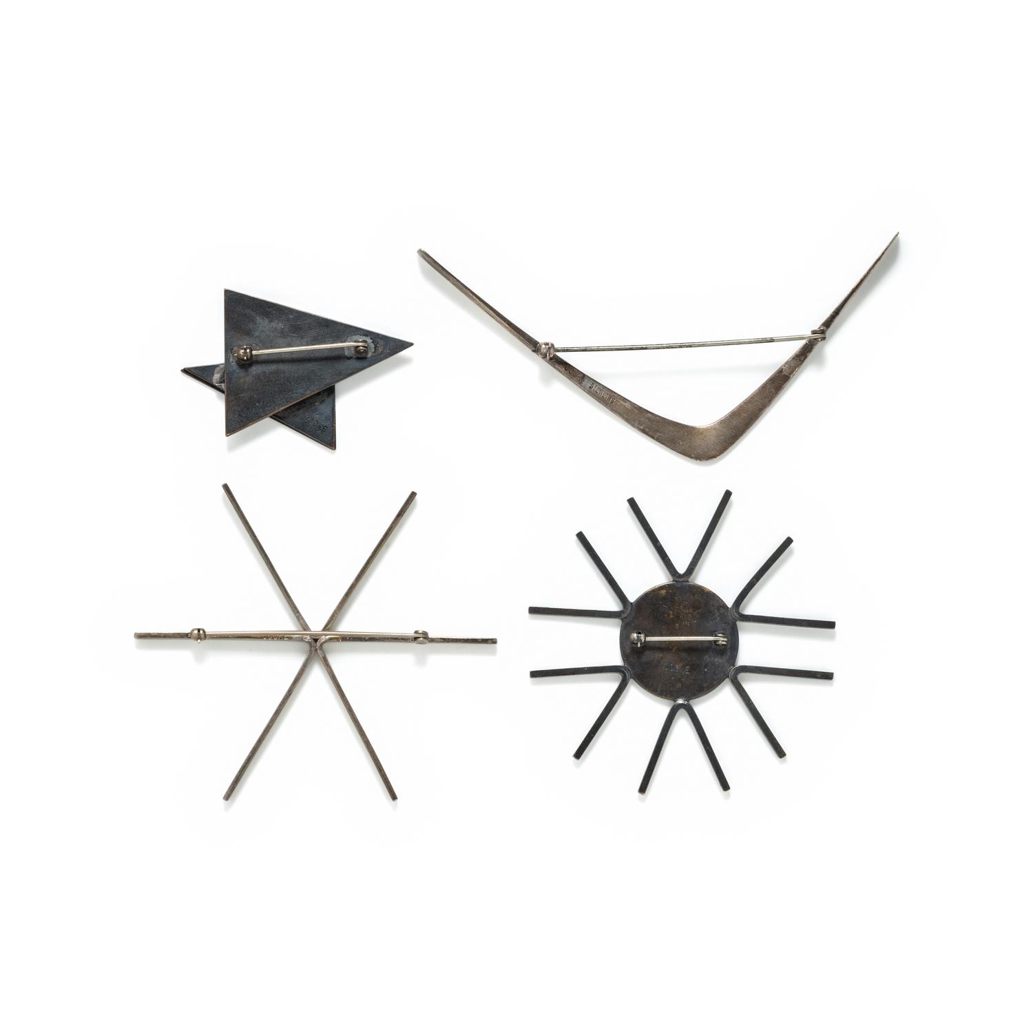 BETTY COOKE, MODERNIST, COLLECTION OF MIXED METAL BROOCHES
