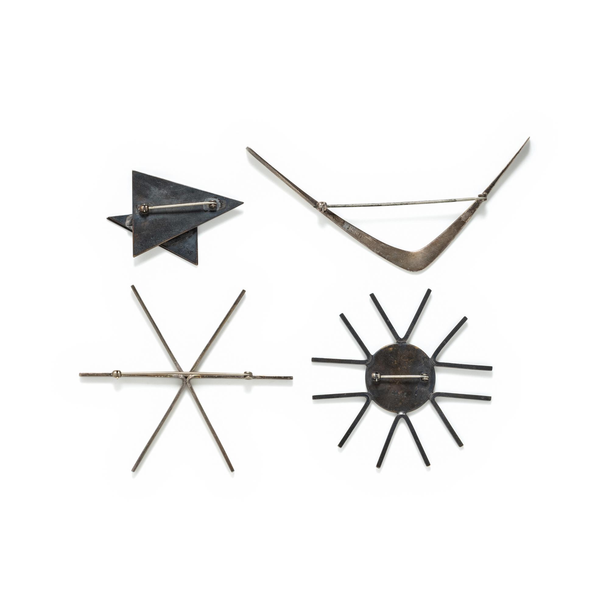 BETTY COOKE, MODERNIST, COLLECTION OF MIXED METAL BROOCHES