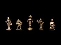 Five Small Indian Bronze Figures of Deities and Attendants