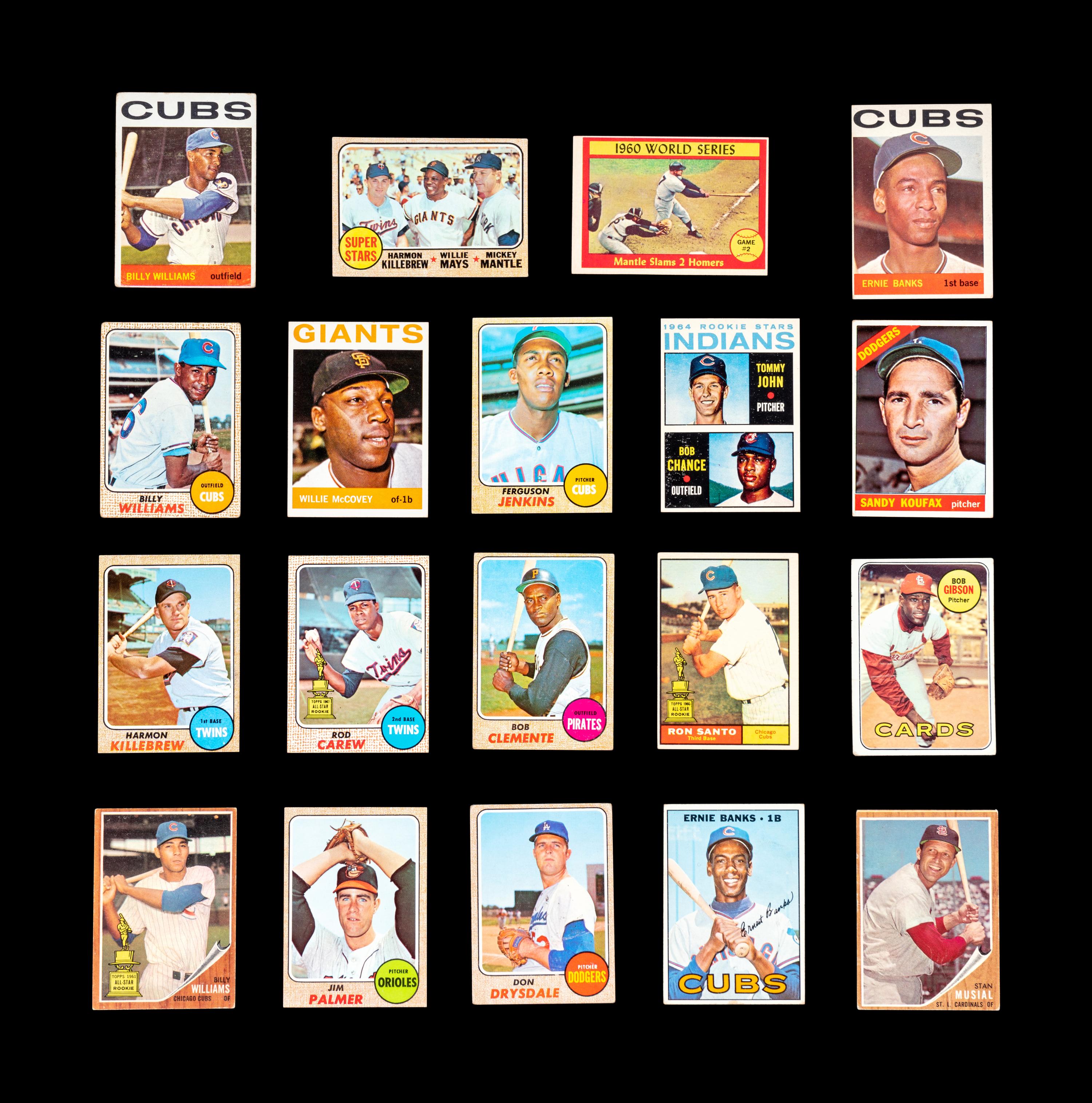 A Group of 19 1960s Topps Baseball Cards Including Hall of Famers and Rookies Including Roberto Clemente and Sandy Koufax,