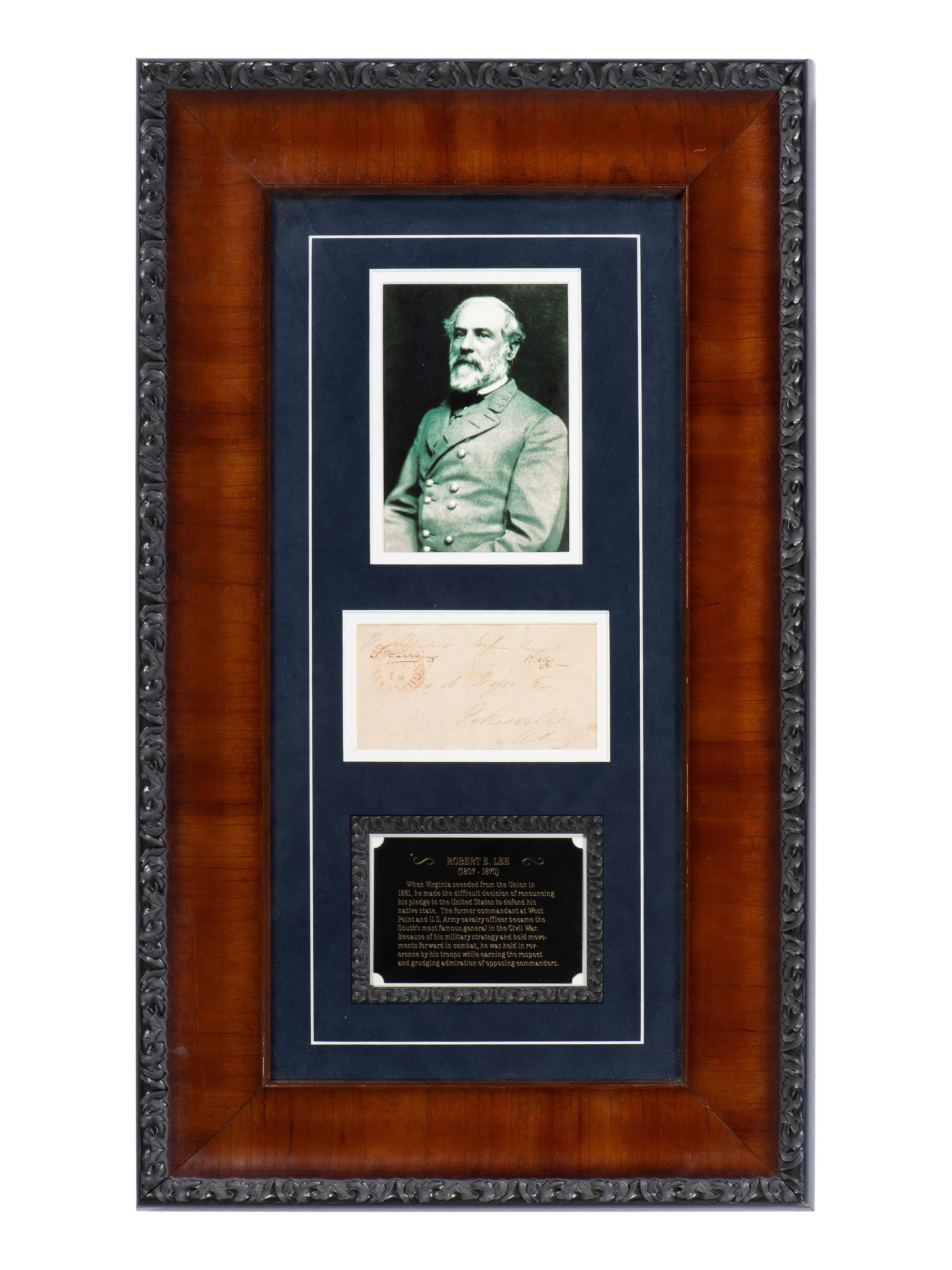 [CIVIL WAR]. LEE, Robert E. (1807-1870). Autograph free frank ("R.E. Lee"), as Lieutenant ("Lt."). Washington City, 16 December n.d.