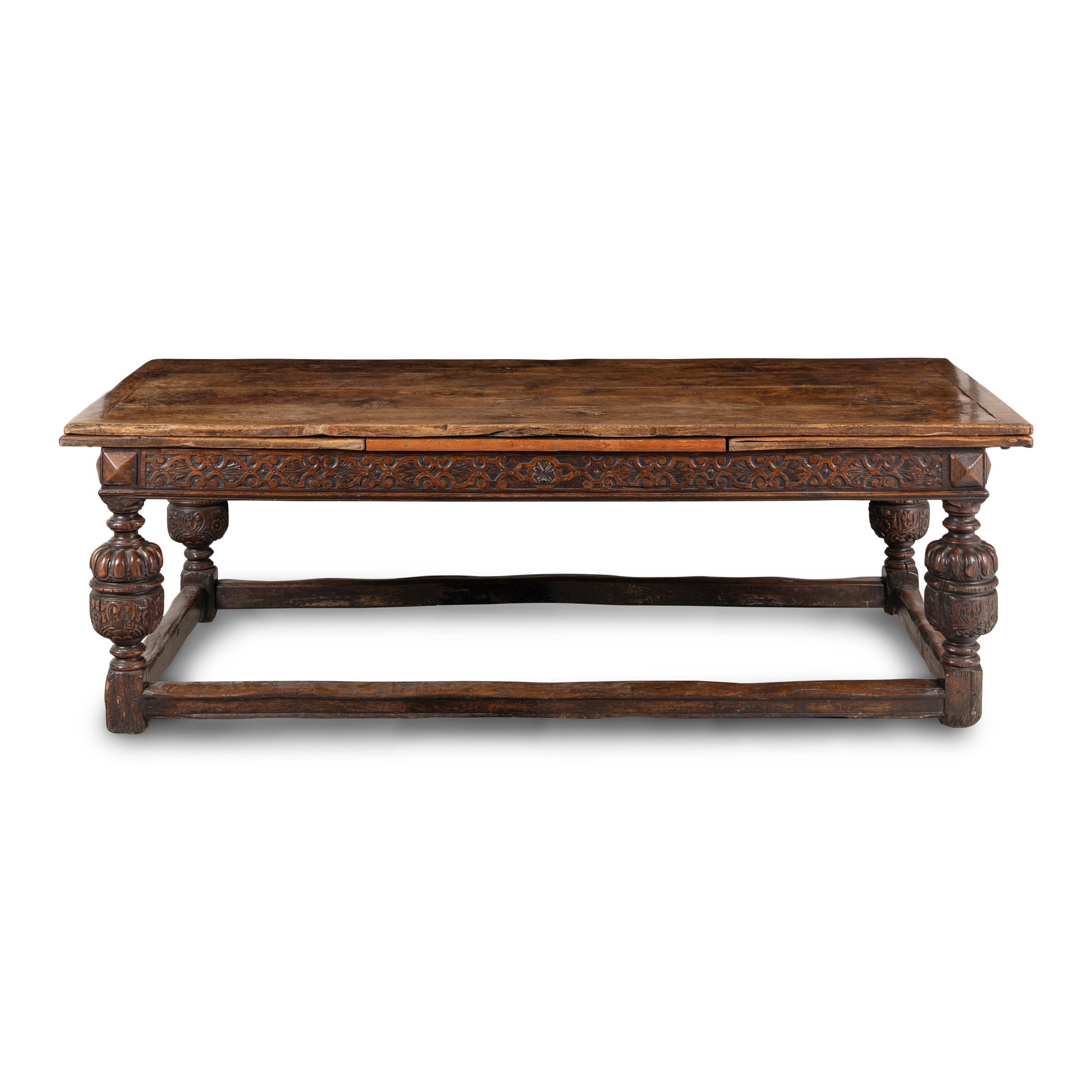 A Jacobean Carved Oak Refectory Table