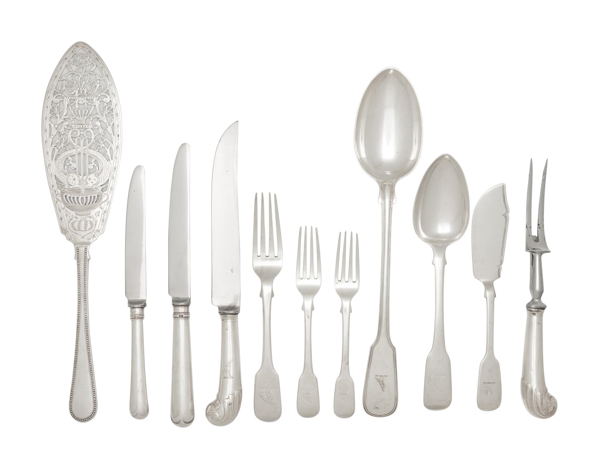 An English Silver Flatware Service