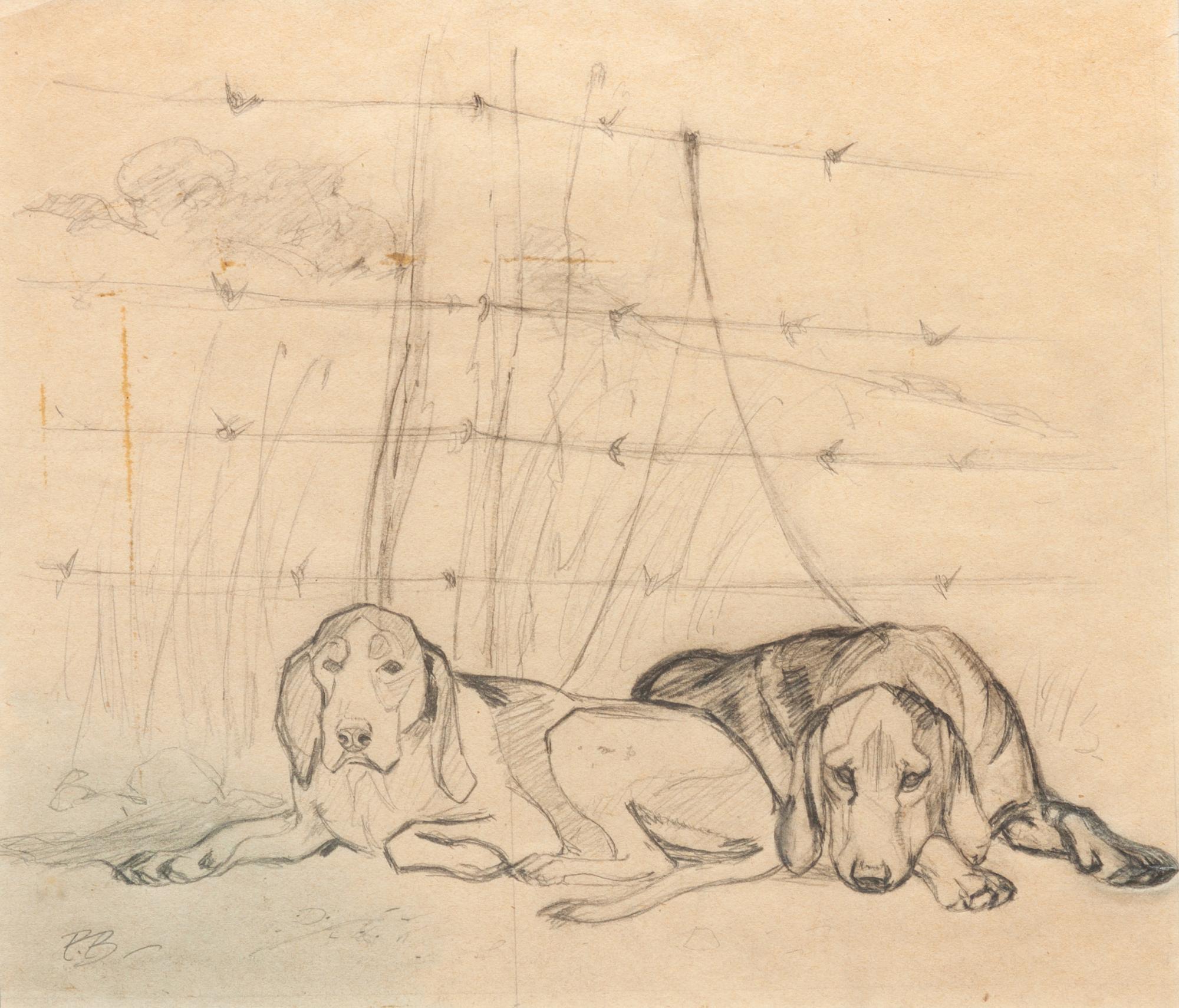 Two Works of Art depicting Greyhounds Largest: 25 x 29 inches.