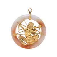 YELLOW GOLD AND JADE SAGITTARIUS PENDANT