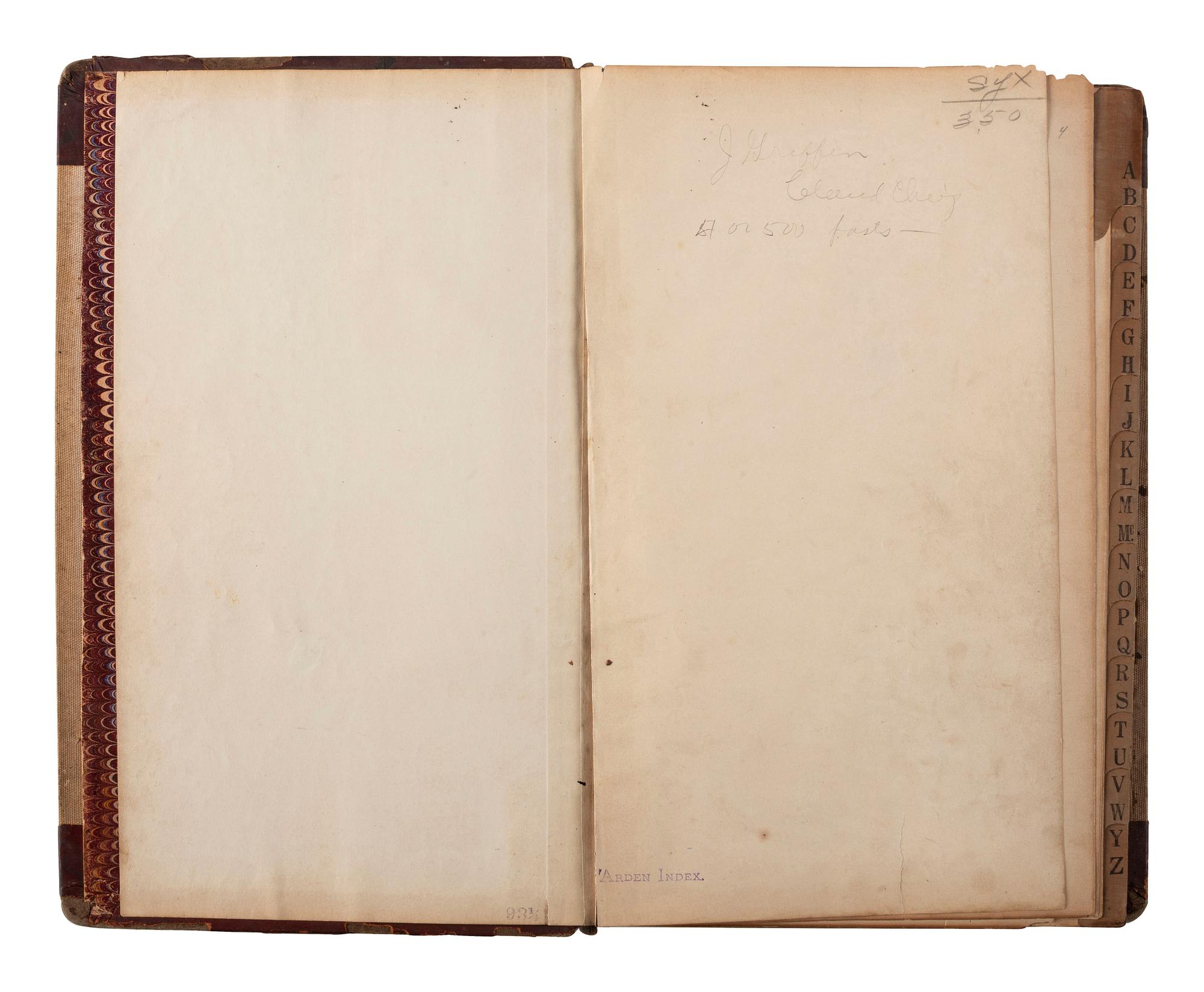 [NATIVE AMERICAN] -- [OKLAHOMA TERRITORY]. Manuscript ledger from trading post at Cloud Chief, Oklahoma Territory, with detailed purchase records for members of the Cheyenne and Arapaho Tribe, ca 1903-1904.