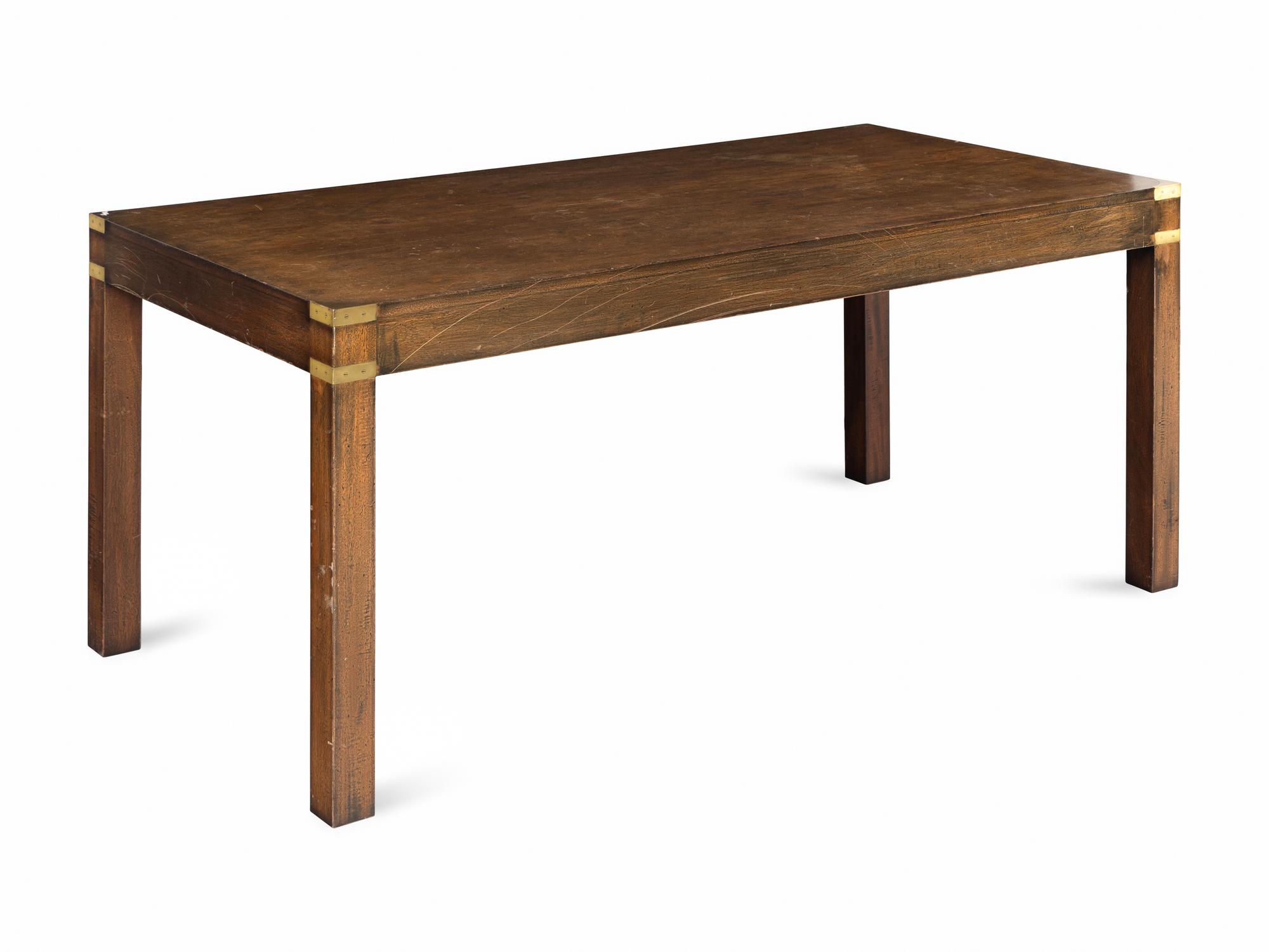 A Campaign Style Brass Mounted Walnut Table
