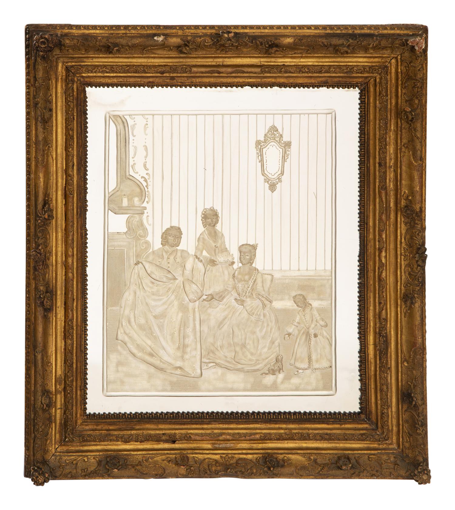 A Pair of Venetian Etched Glass Mirrors
