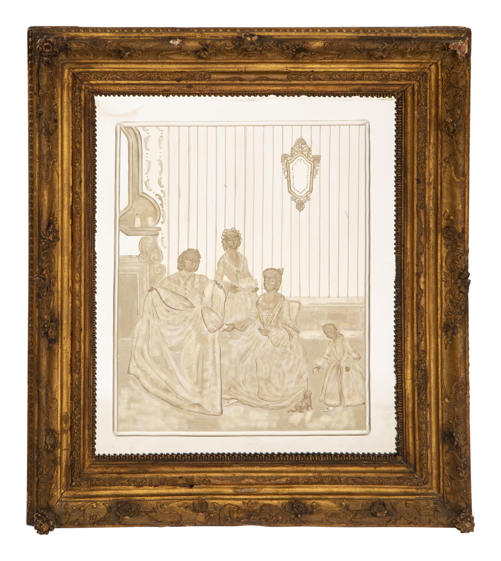 A Pair of Venetian Etched Glass Mirrors