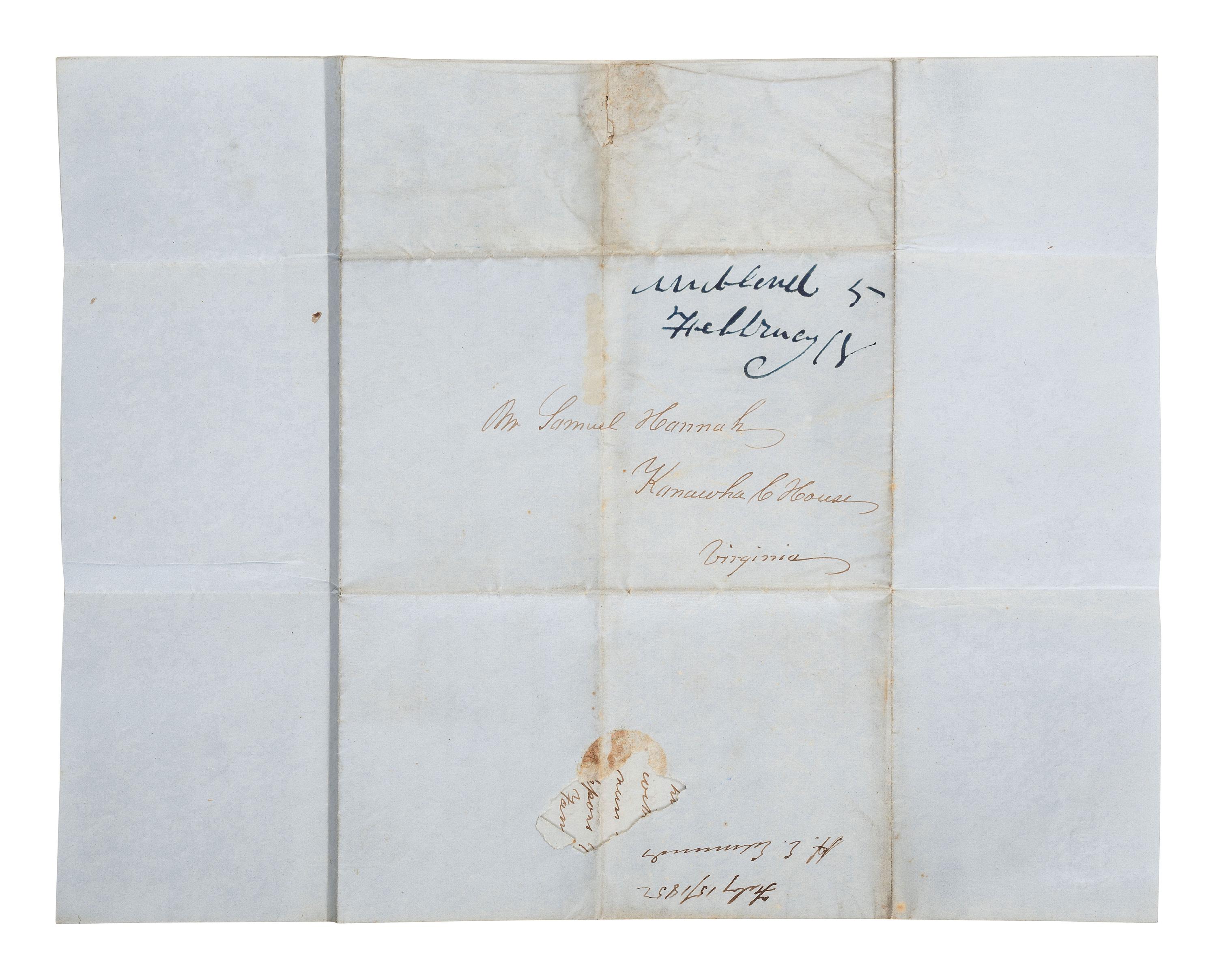 [ENSLAVEMENT & ABOLITION]. Letter from a Virginia enslaver describing the management of a plantation and its enslaved labor. N.p. [Virginia], 15 February 1852.